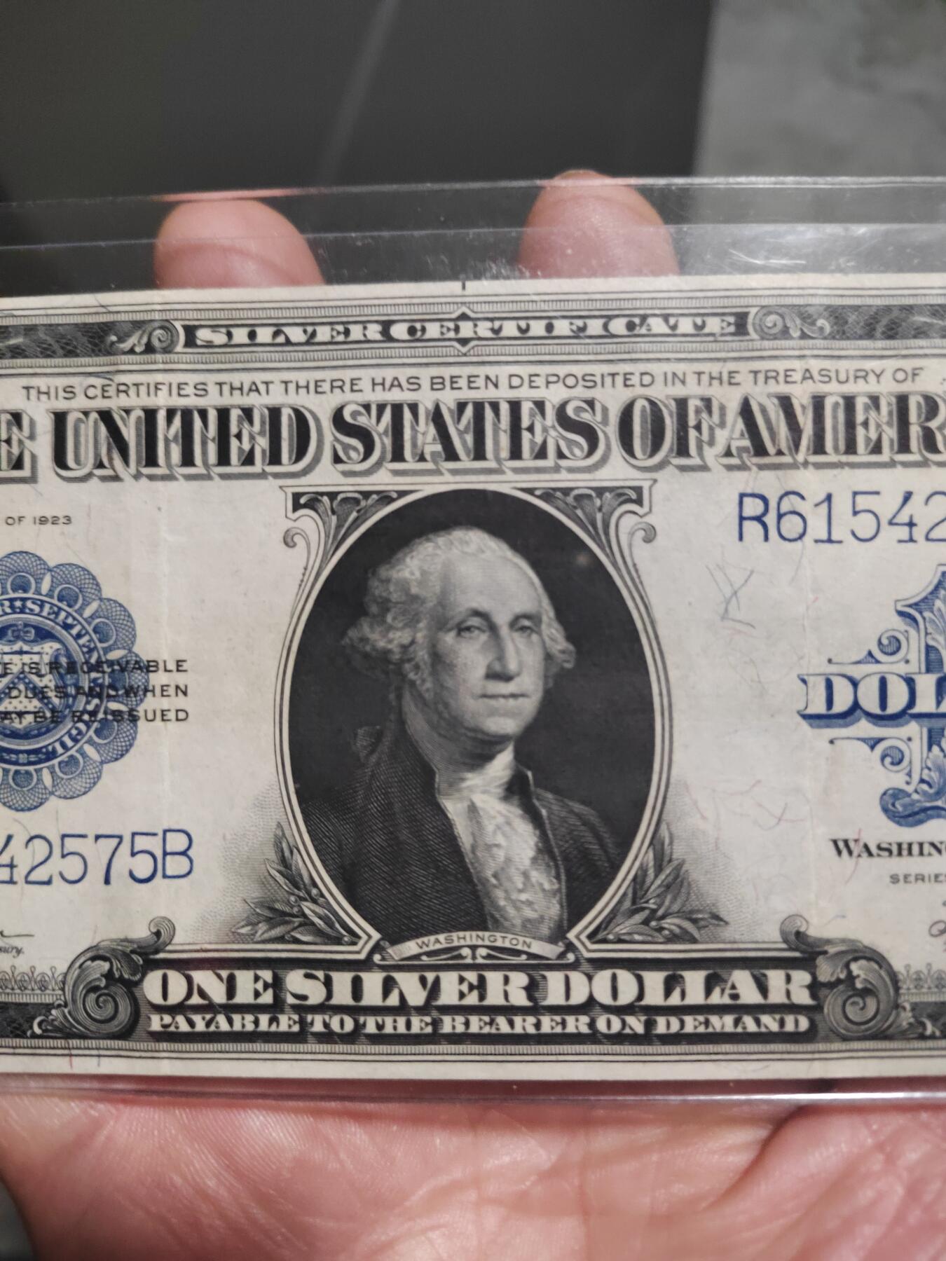 美国早期银币券，1923年，大尺寸版，轻度流通