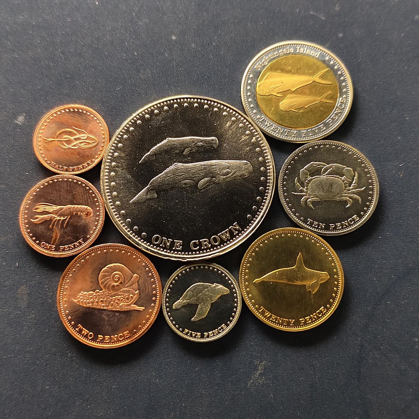 【全场包邮】纯粹捡漏拍514场 英属特里斯坦和达库尼亚群岛2008-2011年海洋动物版8枚套币