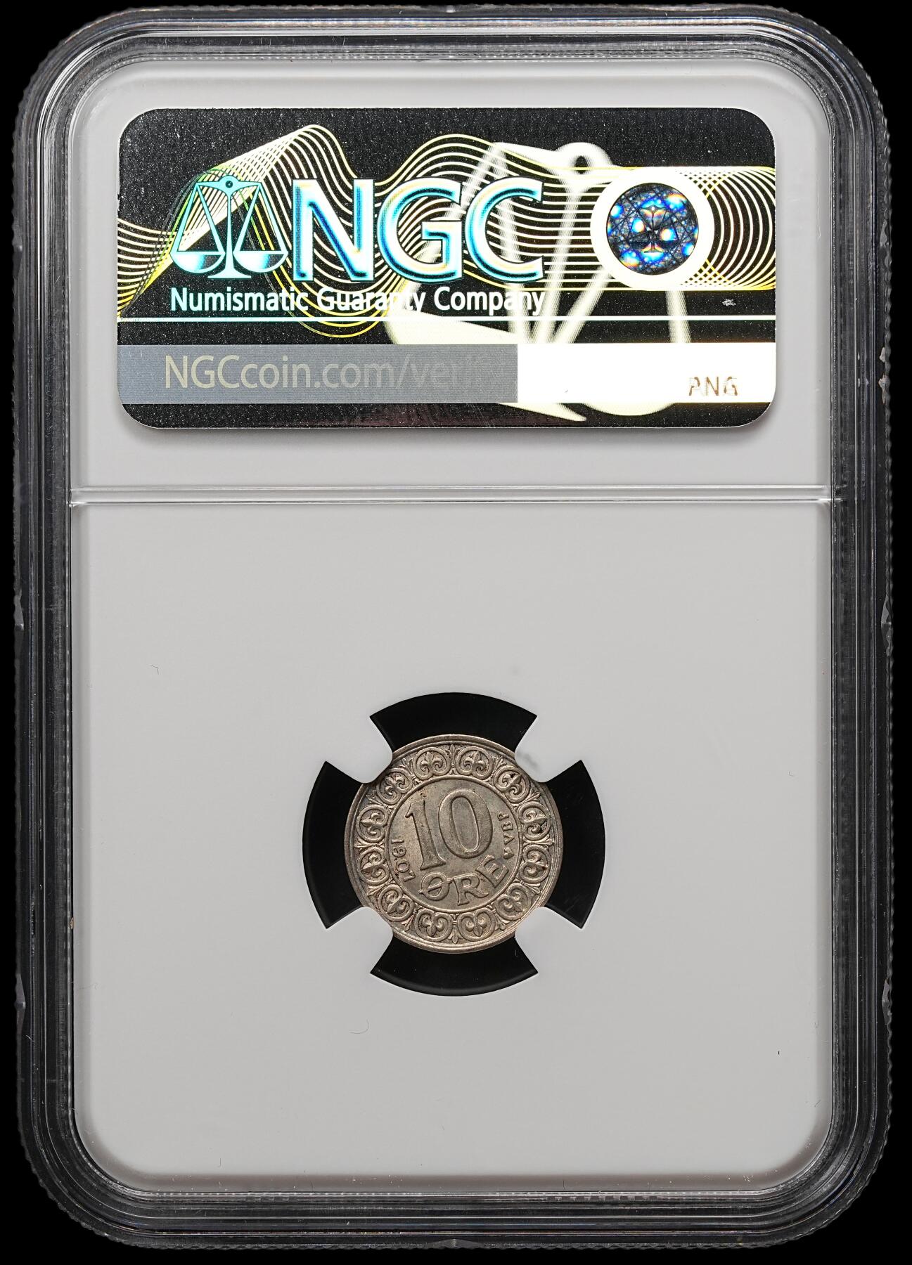 修遠堂世界钱币第109期 NGC MS64 1907年丹麦10欧尔银币