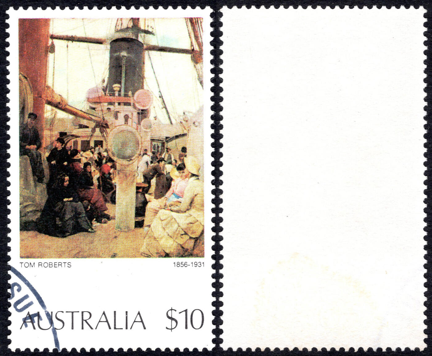 洪涛臻品批发群 精选邮票限时拍卖第1300期  澳大利亚 $10澳元《移民到南方》 印象派领军者—汤姆·罗伯茨绘画