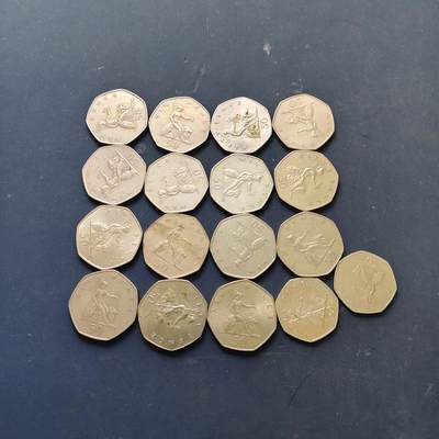 【全场包邮】纯粹捡漏拍515场 - 【批量】英国各年份大小版50便士17枚