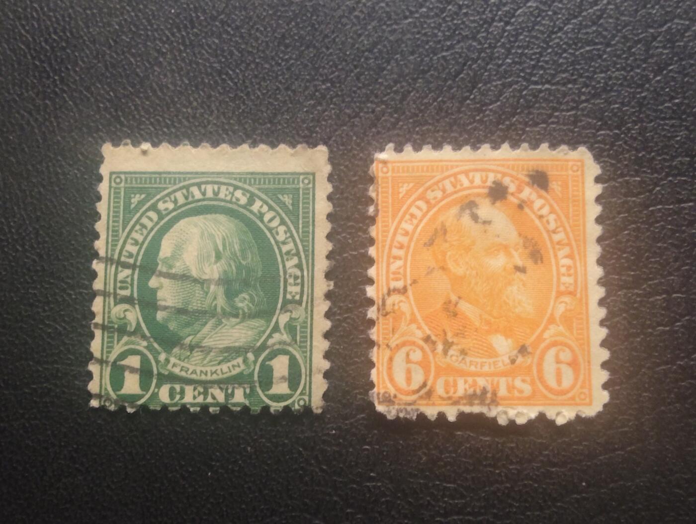 荟藏特别场次第十一期——“邮通万国花纸头”（价格低至0.1元） 美国1920年代总统普票信销套票两张 1+6分