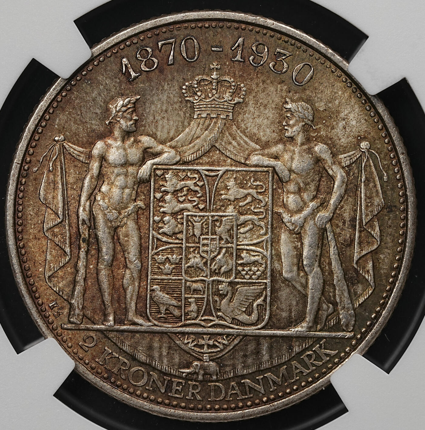 修遠堂世界钱币第109期 NGC MS65 1930年丹麦国王60大寿纪念2克朗银币