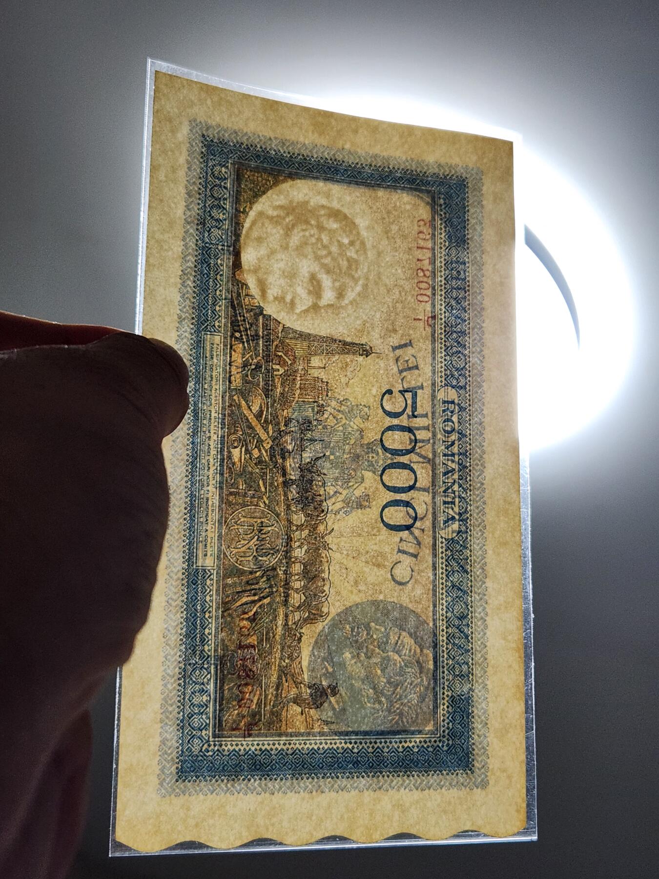 3月25号晚上8点 外国纸币自动截拍第45场 罗马尼亚1943年5000列伊纸币 全新UNC