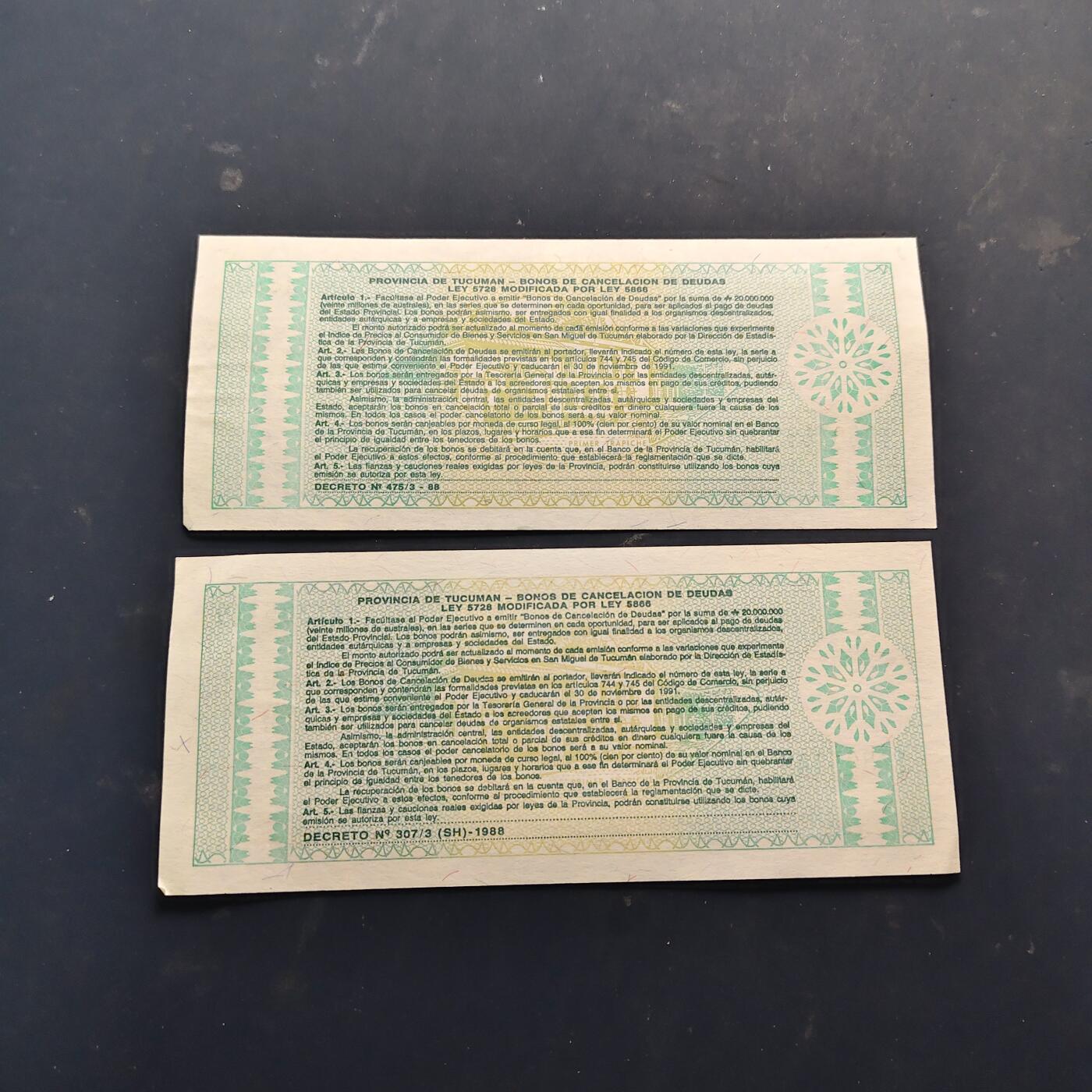 【全场包邮】纯粹捡漏拍514场 【纸钞】阿根廷南方币澳大利亚元版非全新纸钞2枚一组