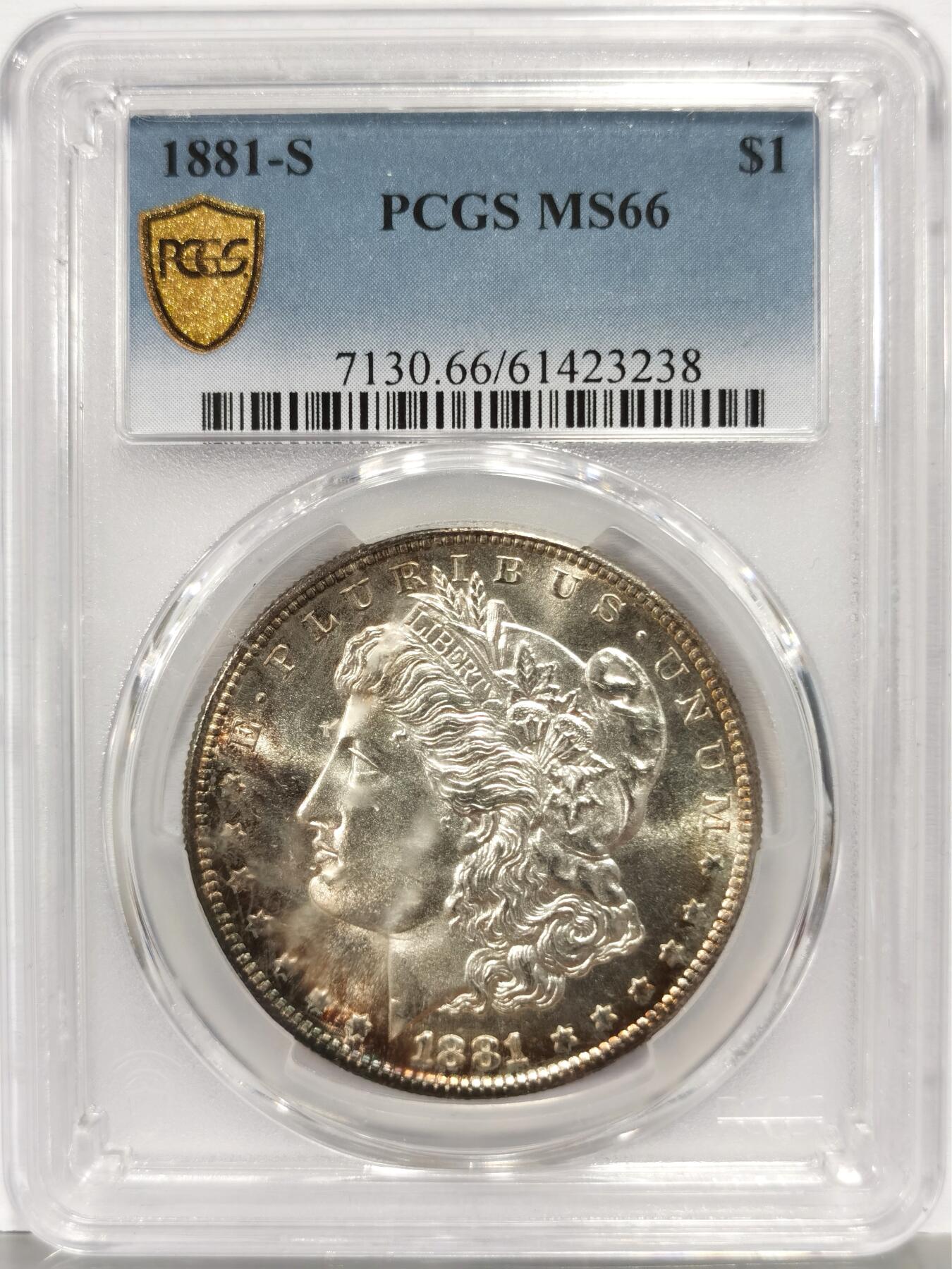 博洋堂“芳菲春韵”3月精品大拍专场暨第166期（全场包邮） PCGS MS66 美国1881年S版摩根银币，双面环绕包浆