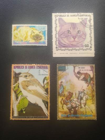 荟藏特别场次第十一期——“邮通万国花纸头”（价格低至0.1元） - 赤道几内亚动物纪念票盖销四张