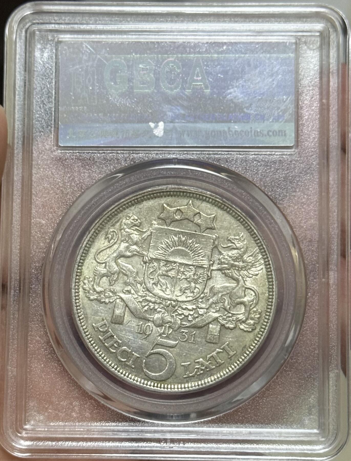 公博评级 AU53 拉脱维亚谷物女神5特拉银币 总部严评 银价回落入手好时机