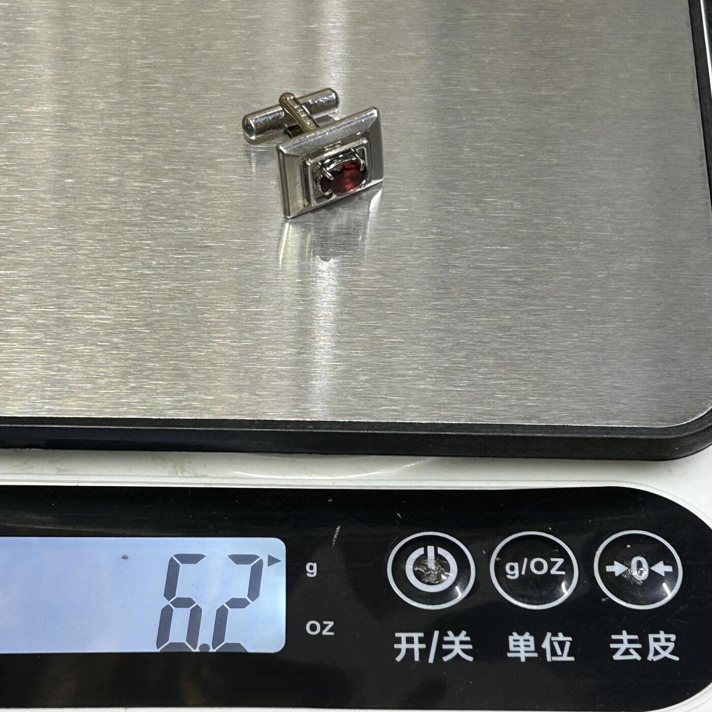 西秦中古拍卖第八十一期  海外回流纯银镶嵌袖扣 有银标 重6.2克