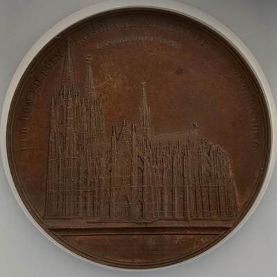 掌中浮雕-藏着的欧洲第056场 - NGC MS63 : 1855年德国科隆大教堂铜章，59mm；  维纳作品集#027