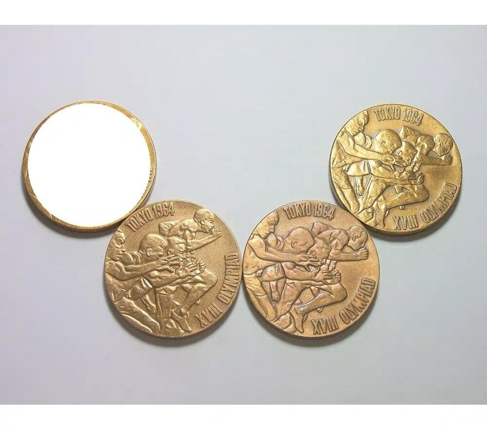 单枚价 日本1964年东京奥运会五环 短跑百米飞人高浮雕铜章 30MM