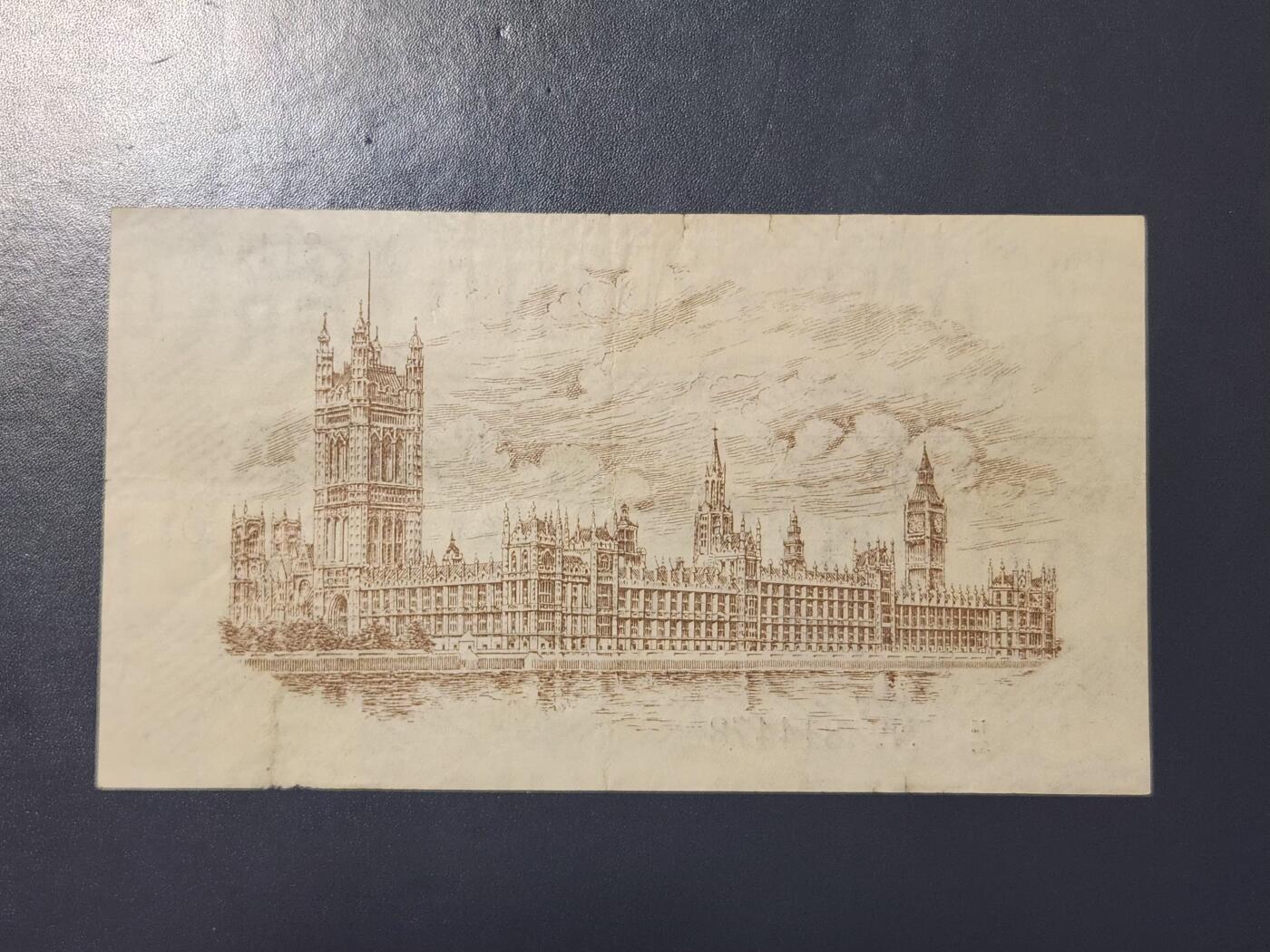 3月25号晚上8点 外国纸币自动截拍第45场 英格兰珍稀纸币 马剑1镑 英国1919年1镑