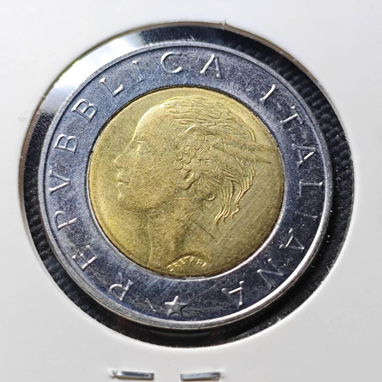 KK钱币收藏小铺  第406期 2月预留时间 周末发货  1999意大利500里拉纪念币 少见主题 欧盟成立纪念