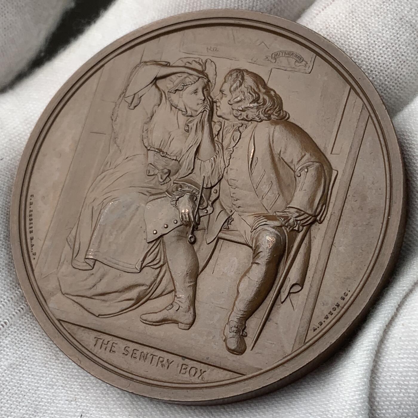 掌中浮雕-藏着的欧洲第056场 1870年英国画家查尔斯•罗伯特•莱斯利纪念章 ，55mm； 英国章标准目录 BHM#2911号