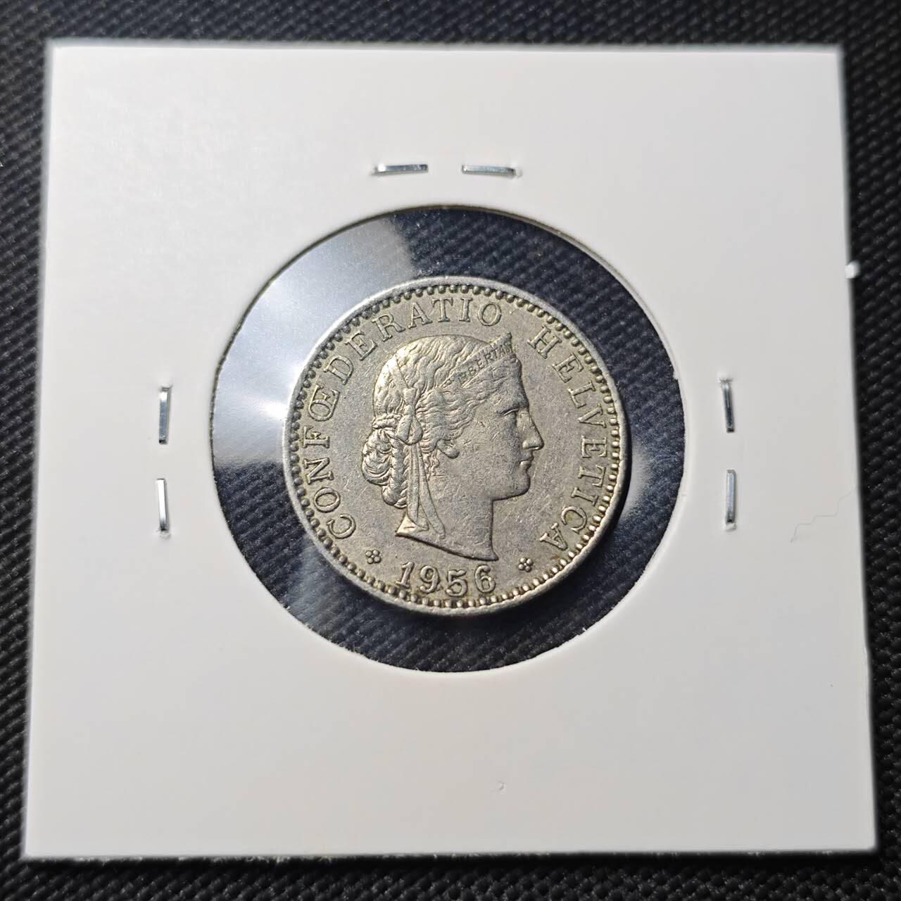 KK钱币收藏小铺  第406期 2月预留时间 周末发货  1956瑞士20分