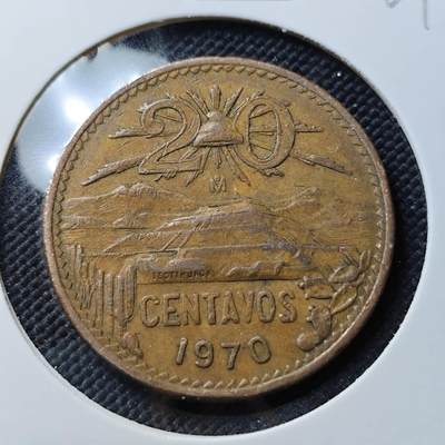 KK钱币收藏小铺  第406期 2月预留时间 周末发货 -  1970墨西哥20分铜币