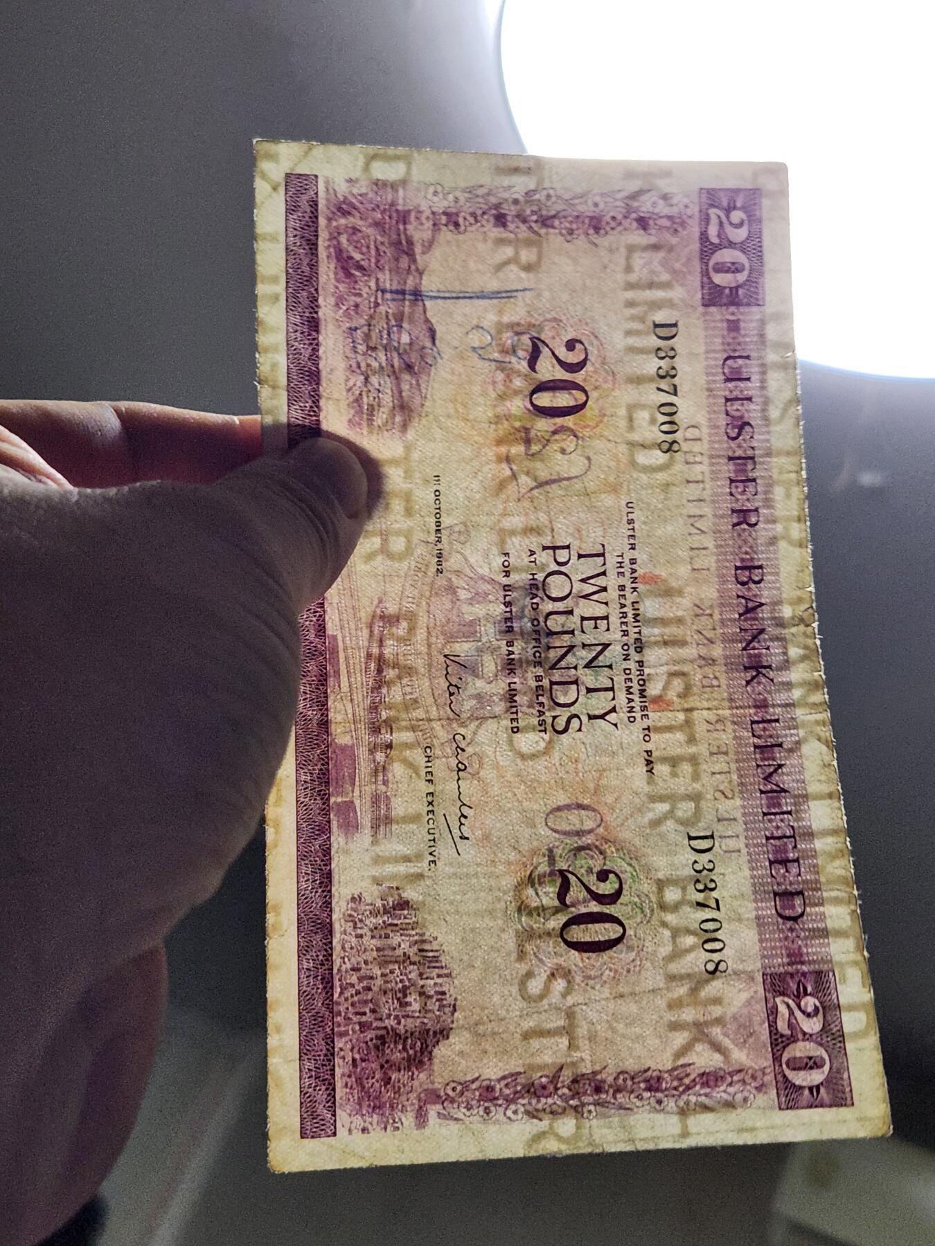 3月25号晚上8点 外国纸币自动截拍第45场 北爱尔兰1982年20镑 阿尔斯特银行 稀少