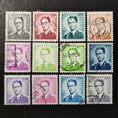 ↓君缘收藏770期☞钱币邮品↓无佣金、可寄存、满30元包邮  - 比利时邮票，博杜安国王一世邮票12枚