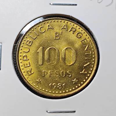 KK钱币收藏小铺  第406期 2月预留时间 周末发货 -  1981阿根廷100比索 好品