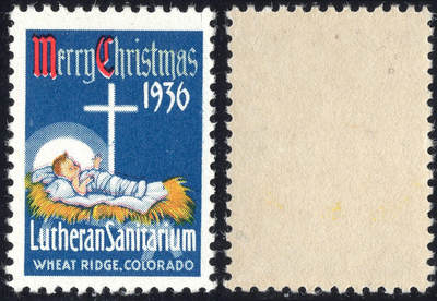洪涛臻品批发群 精选邮票限时拍卖第1295期  - 美国圣诞节封缄票1936年 婴儿与与白色十字架  原胶好品!  白色十字架象征祝福或安宁,或纪念圣徒或追思逝世的亲人