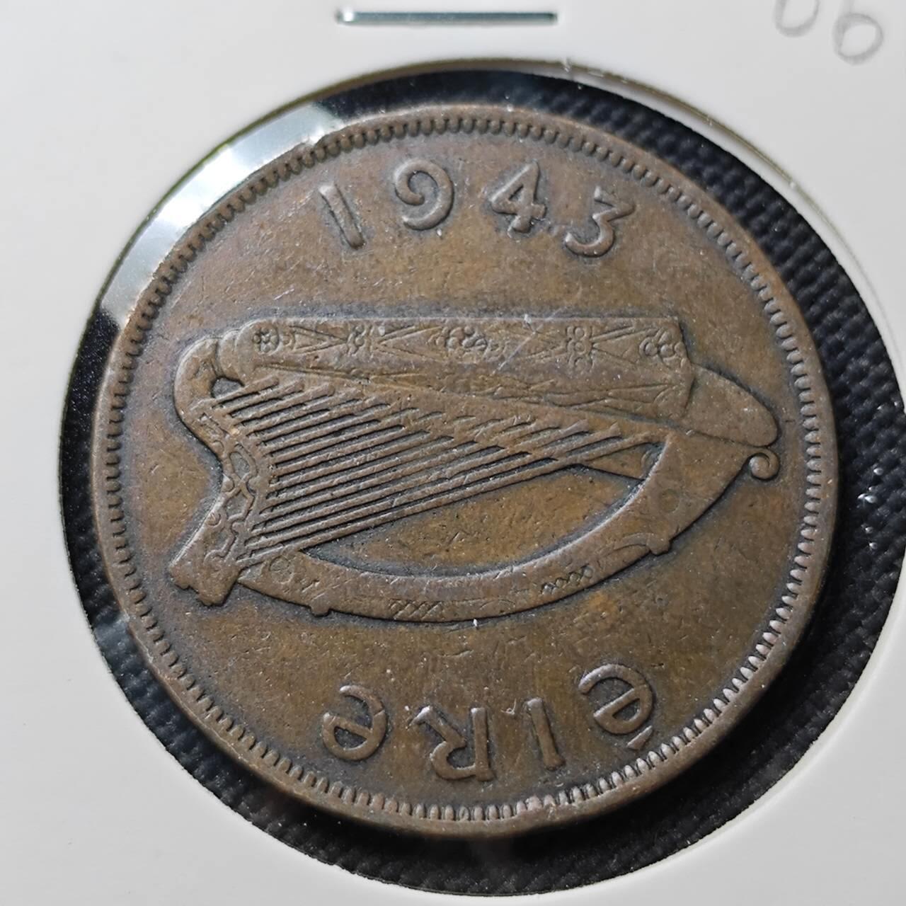 KK钱币收藏小铺  第406期 2月预留时间 周末发货  1943爱尔兰1便士铜币