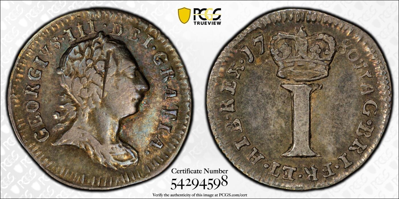 博洋堂“芳菲春韵”3月精品大拍专场暨第166期（全场包邮） PCGS AU50-MS63 英国1780年乔治三世濯足节4枚银币全套，乔三濯足高分难得一见，4枚包浆状态出众，其中4便士更是冠军分！