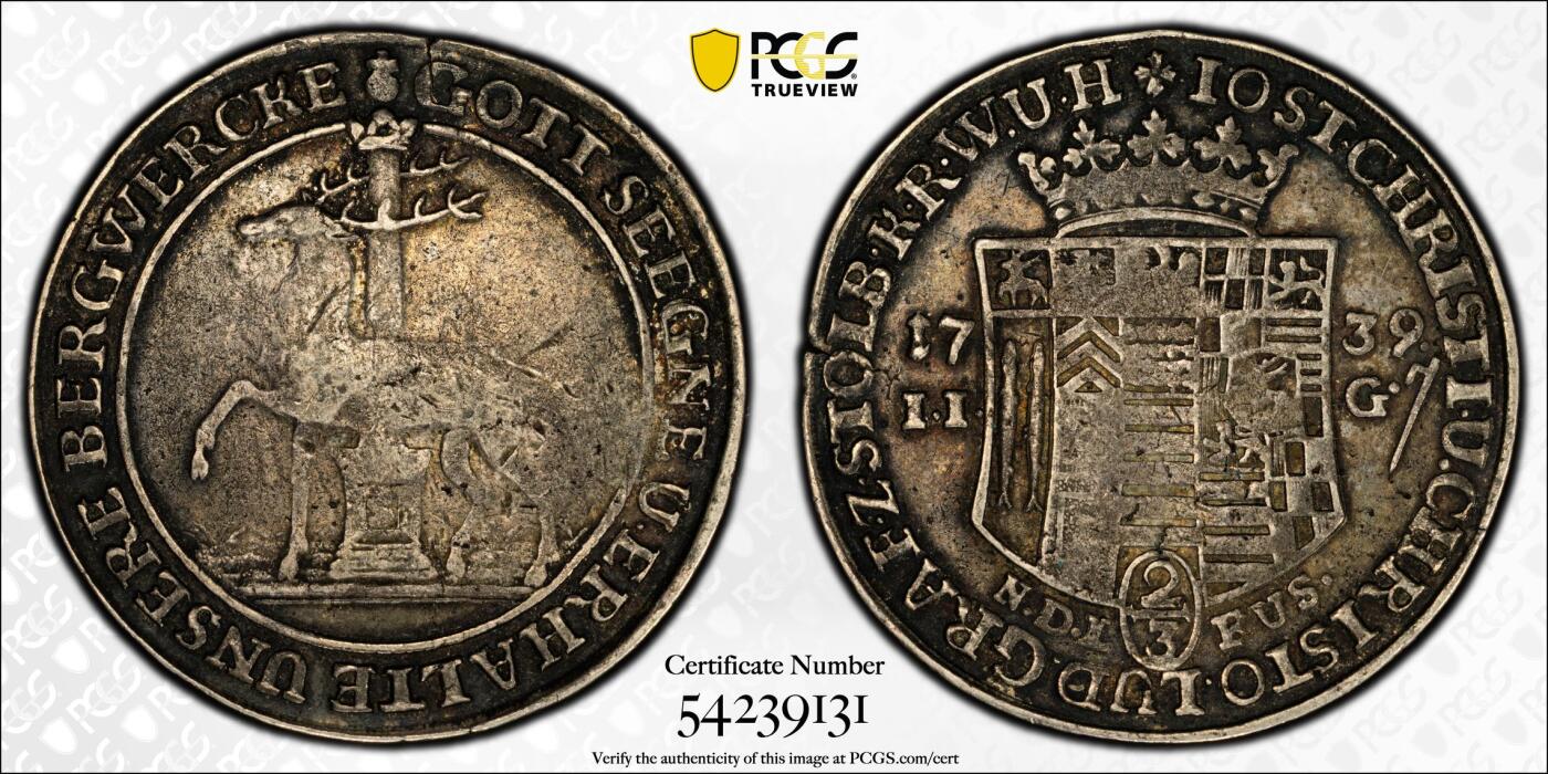 博洋堂“芳菲春韵”3月精品大拍专场暨第166期（全场包邮） PCGS XF40 德国斯托尔贝格1739年2/3泰勒银币，罕见品种，200多年老包浆，唯一冠军分！