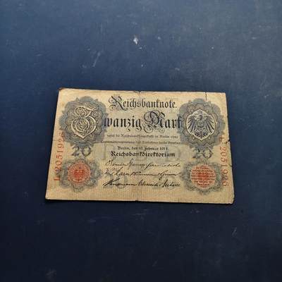 【全场包邮】纯粹捡漏拍514场 - 【纸钞】德国第二帝国1913年20马克非全新纸钞