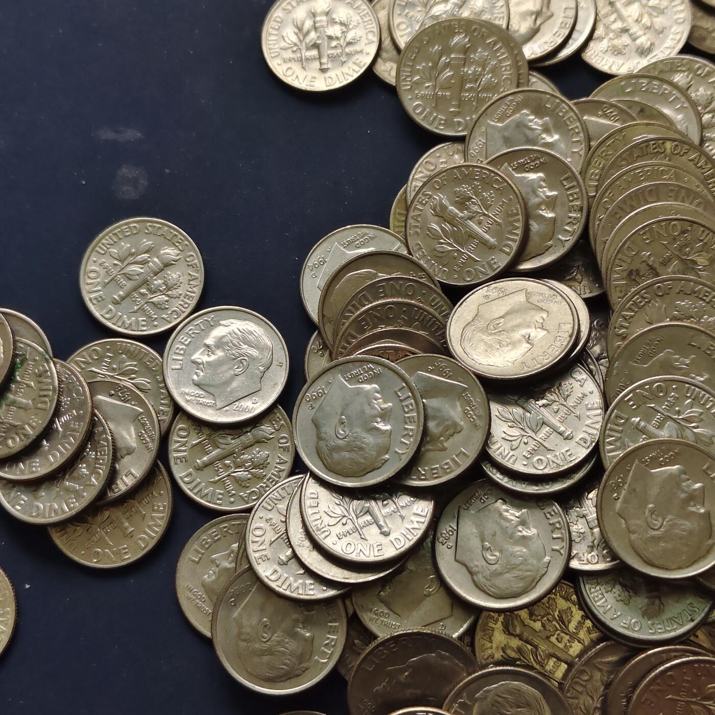 【全场包邮】纯粹捡漏拍515场 【批量】美国各年份罗斯福10分468克一批