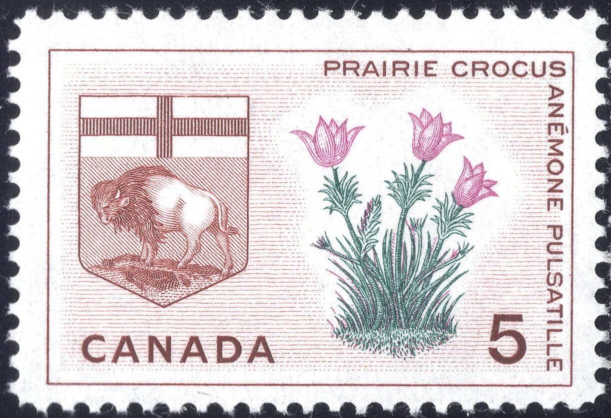 洪涛臻品批发群 精选邮票限时拍卖第1295期  加拿大1966年 草原番红花与马尼托巴省徽章 新票, 精美雕刻版, 原胶完美润亮