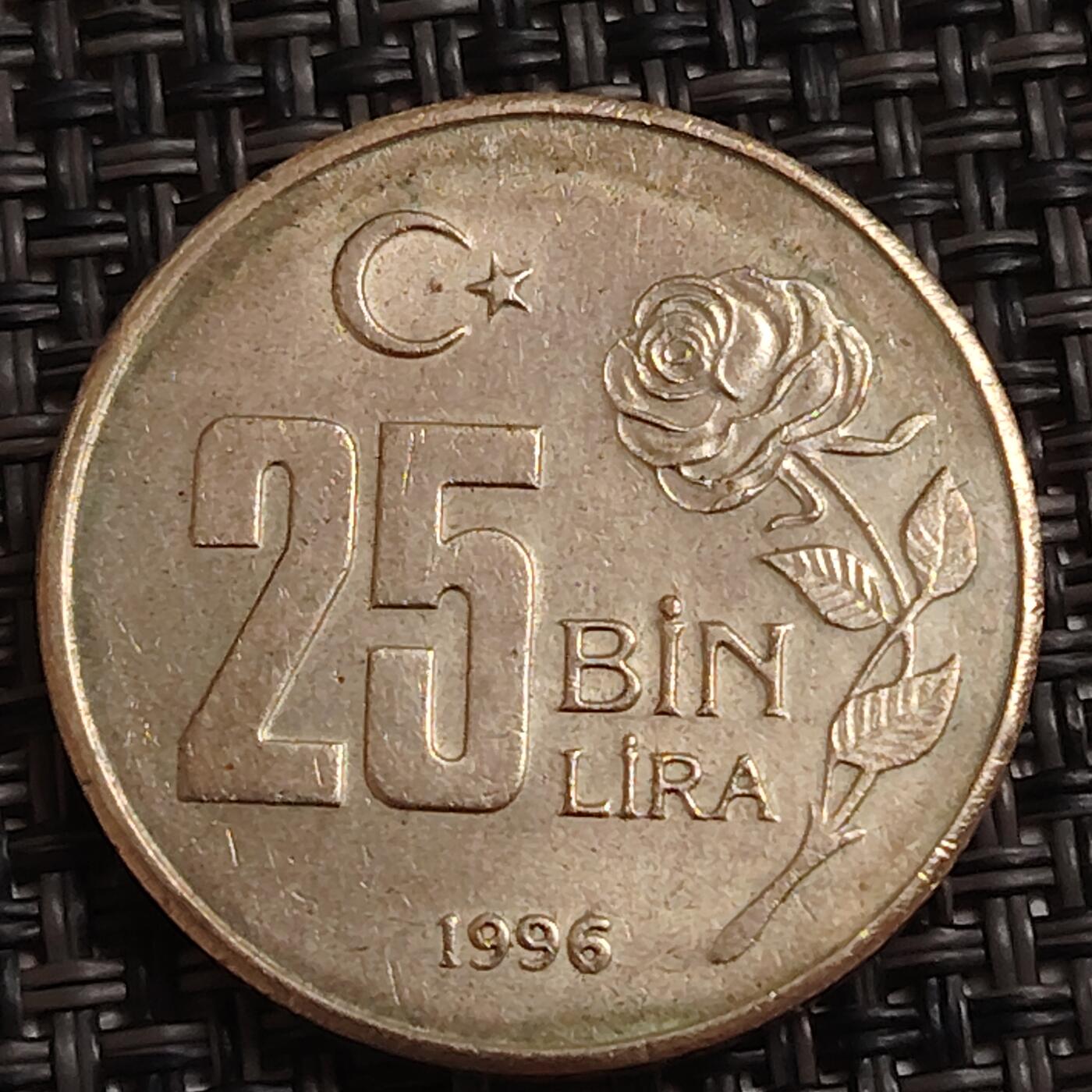 布加迪🐬～世界钱币(上海)🌾第 283 期 /  各国套币和散币 土耳其🇹🇷 1996年 25000里拉