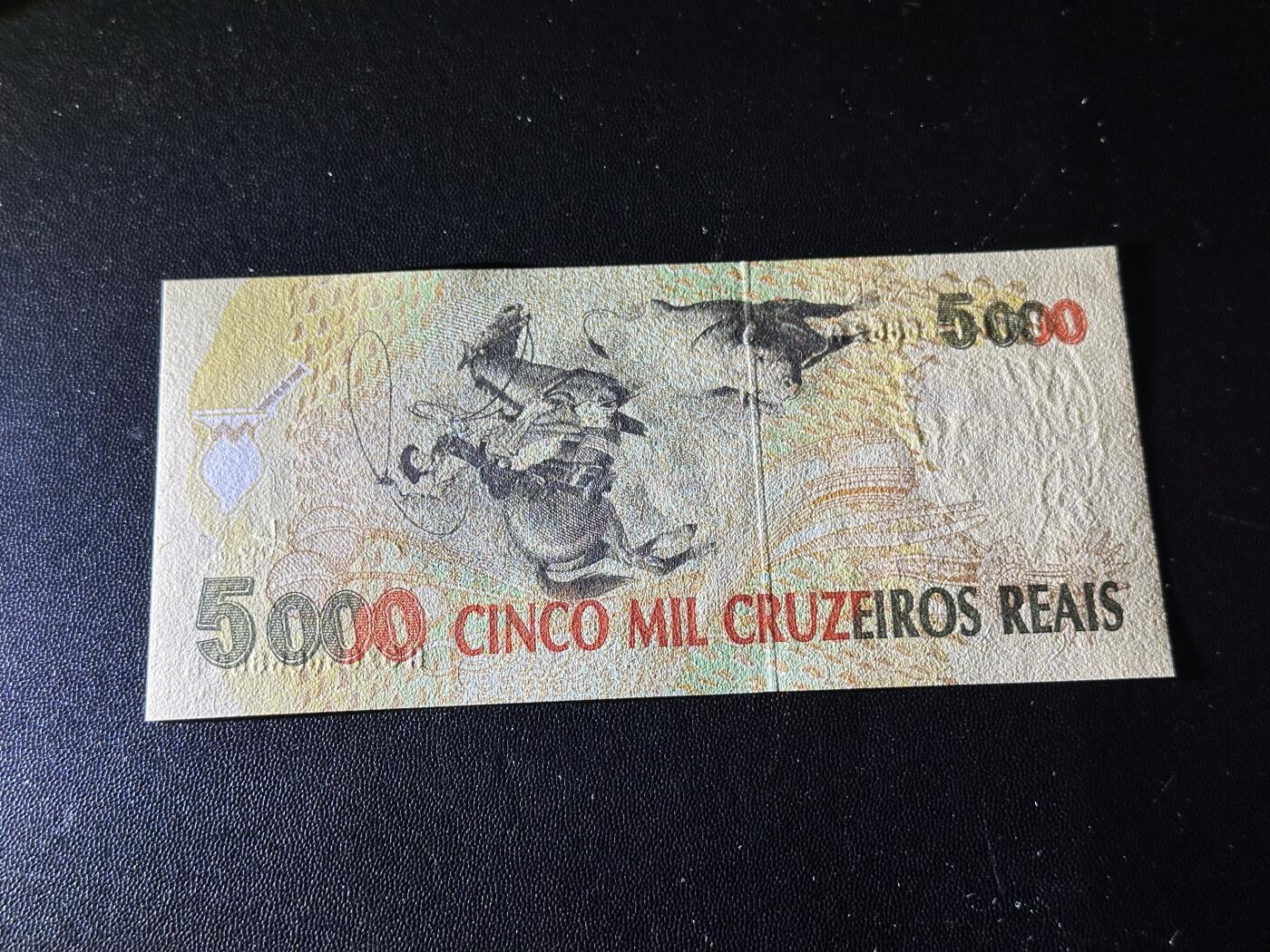 《外钞收藏家》第六百二十期（畅拍场）（长期征集拍品、欢迎藏友们联系合作） 巴西5000里亚尔 全新 AA冠