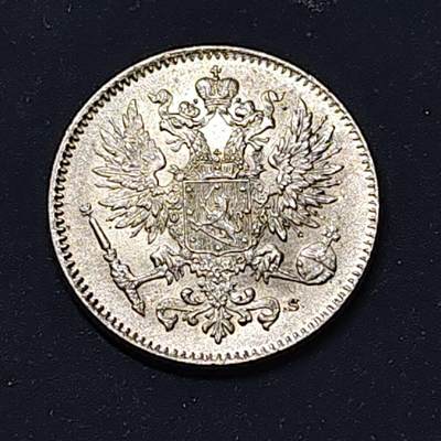 【全场包邮】纯粹捡漏拍514场 - 俄占芬兰1917年尼古拉二世双头鹰50盆尼银币【18.6毫米2.55克75%】