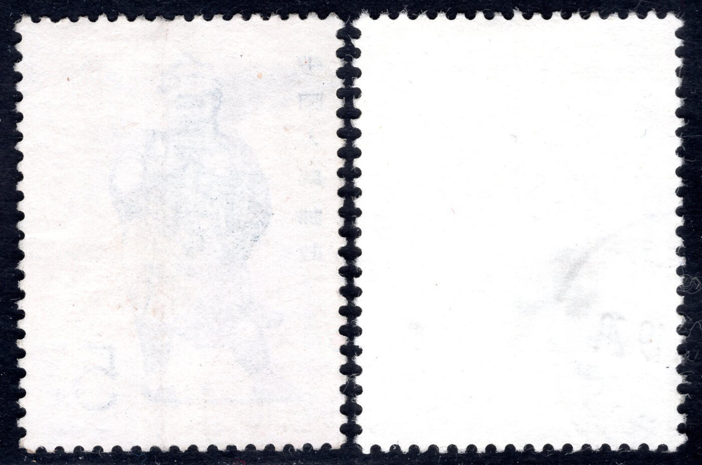 洪涛臻品批发群 精选邮票限时拍卖第1294期  龙门石窟 唐 大力士不同刷色与用纸! 左墨淡用纸厚 右墨深用纸薄 保真