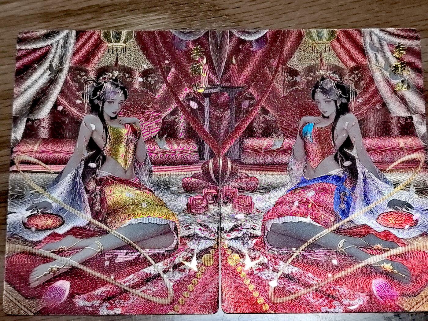 牌易阁 第一期（持续收拍，送拍联系我哦） 【原色＋异色】奇点最新一弹画师梦绘金瓶梅李瓶儿双服饰粗闪裸卡两张