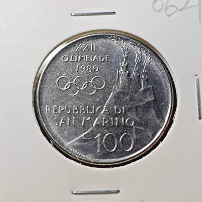 KK钱币收藏小铺  第406期 2月预留时间 周末发货 -  1980圣马力诺100里拉纪念币
