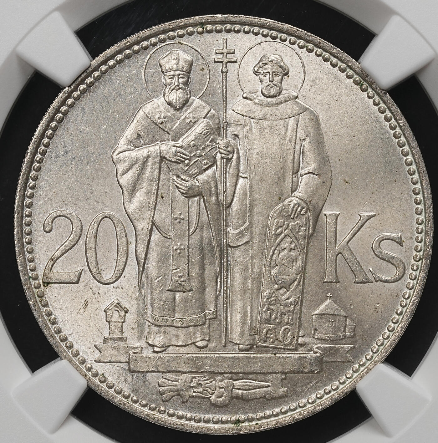 修遠堂世界钱币第109期 NGC MS65 1941年斯洛伐克-传教士圣西里尔与美多德20克朗纪念银币
