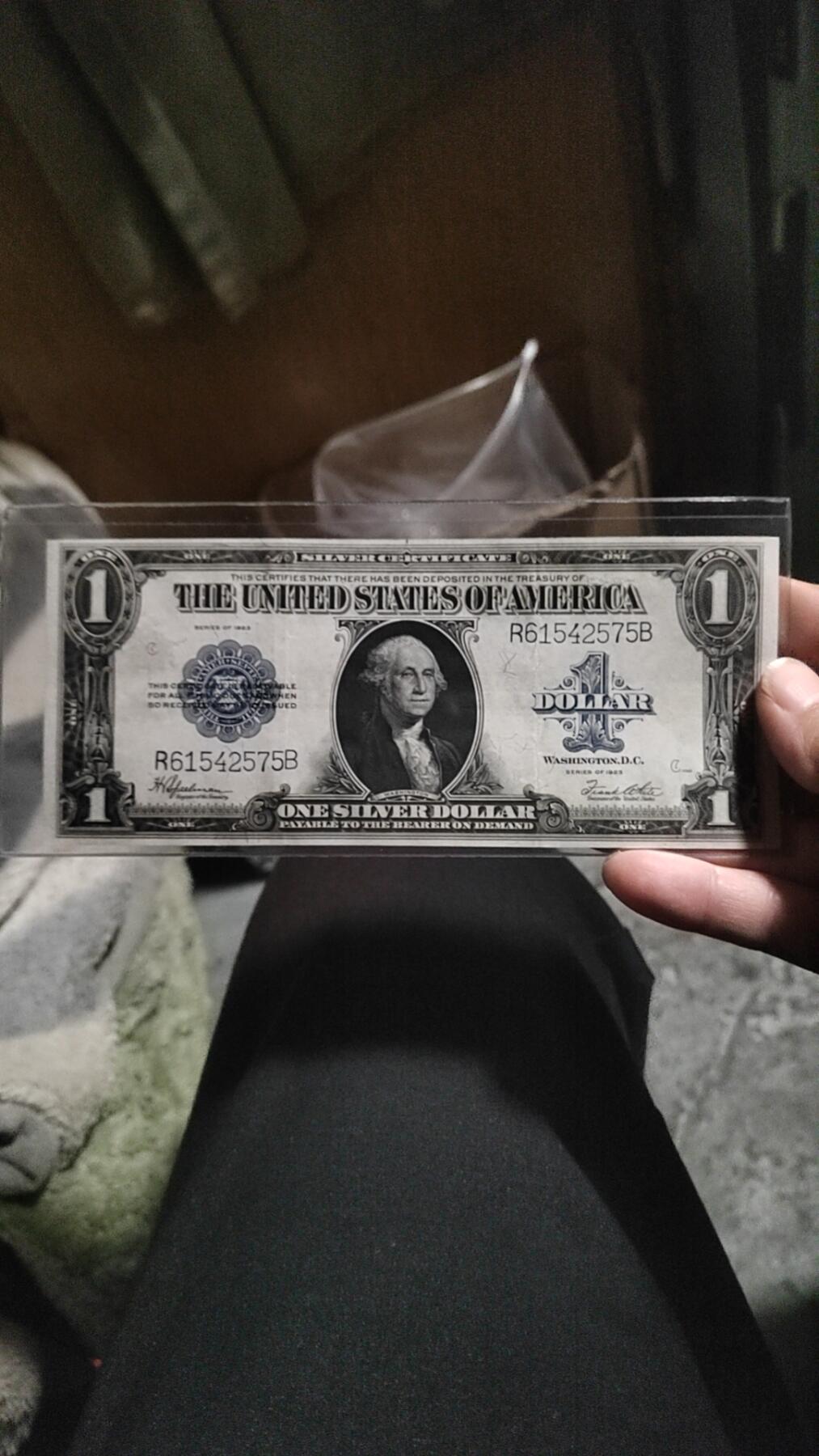 美国早期银币券，1923年，大尺寸版，轻度流通