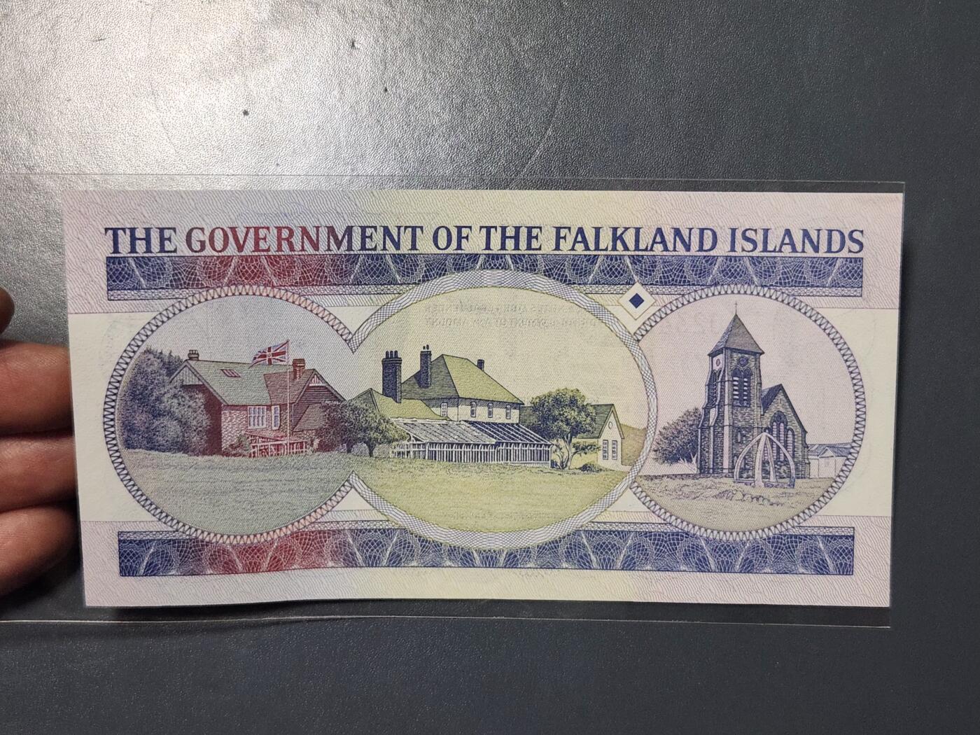 3月25号晚上8点 外国纸币自动截拍第45场 福克兰群岛1984年1镑 A冠字 全新UNC