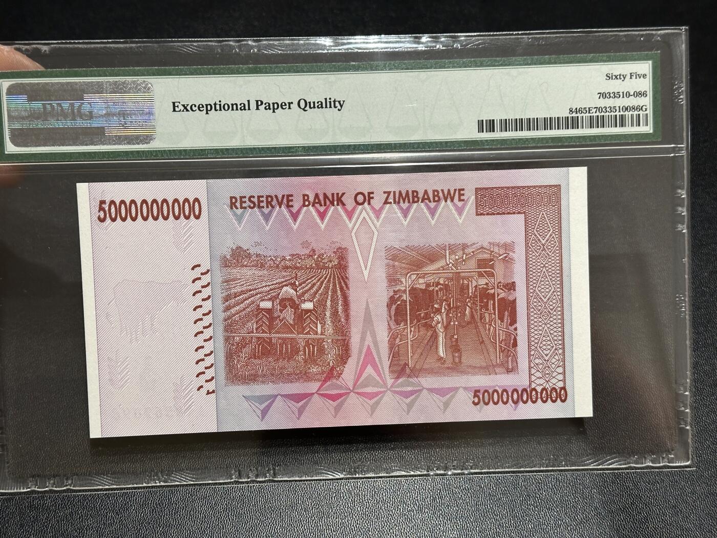 《外钞收藏家》第六百二十期（畅拍场）（长期征集拍品、欢迎藏友们联系合作） 2008年津巴布韦50亿 PMG65 AA冠 金马号
