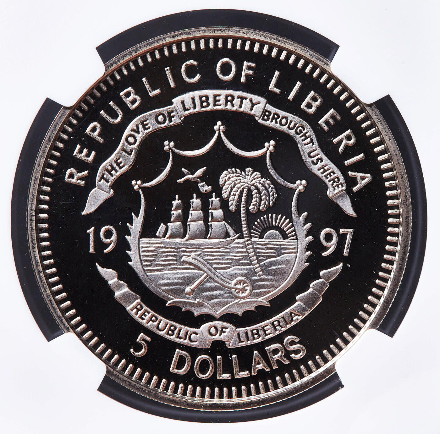 【俄甄集藏】2026年(050)04-01星期三 晚 19:30 全场包邮 利比里亚1997年纪念邓小平逝世5元精制克朗型纪念币，NGC PF69UC，重26克，直径38mm，经典品种