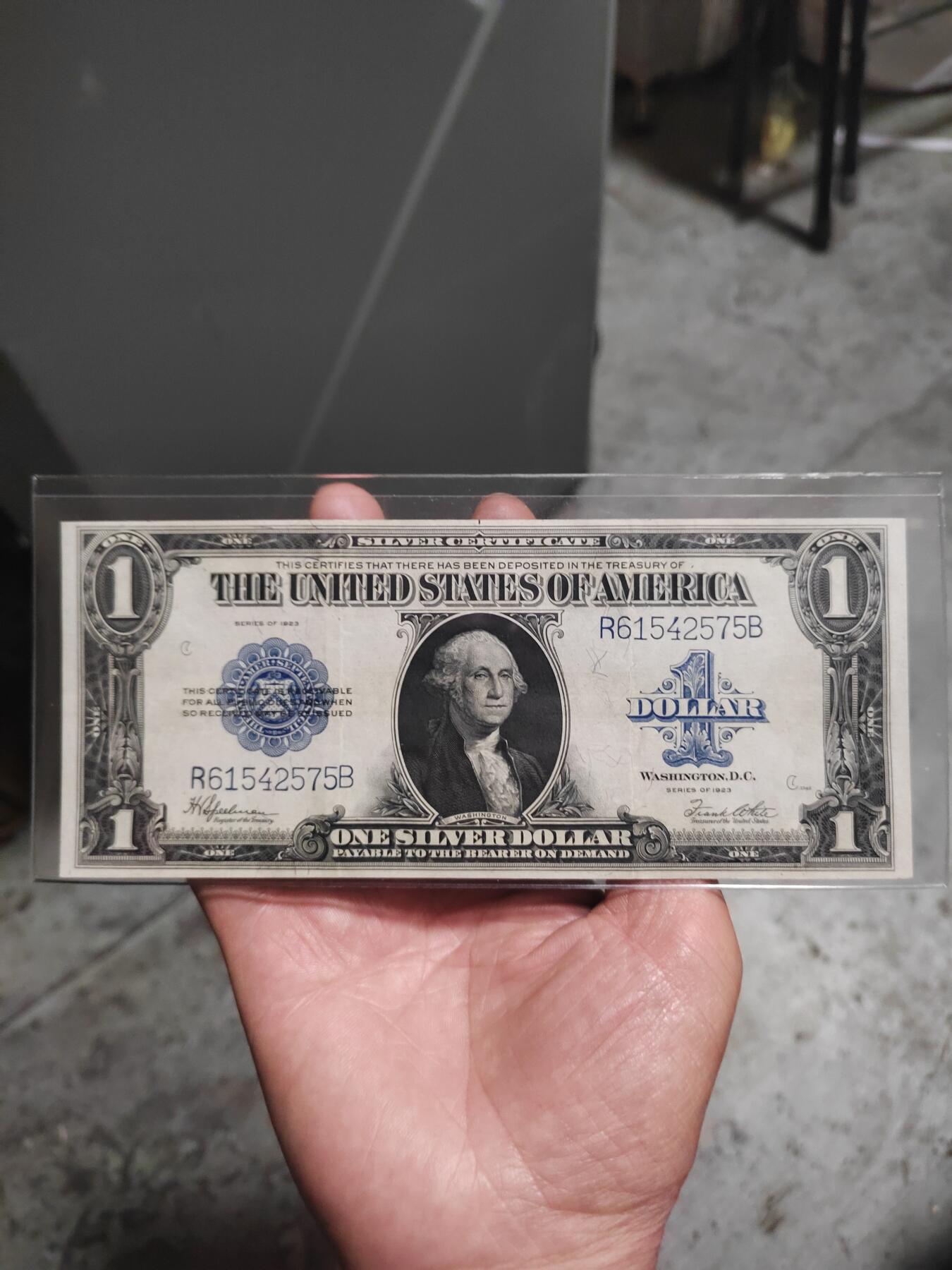 美国早期银币券，1923年，大尺寸版，轻度流通