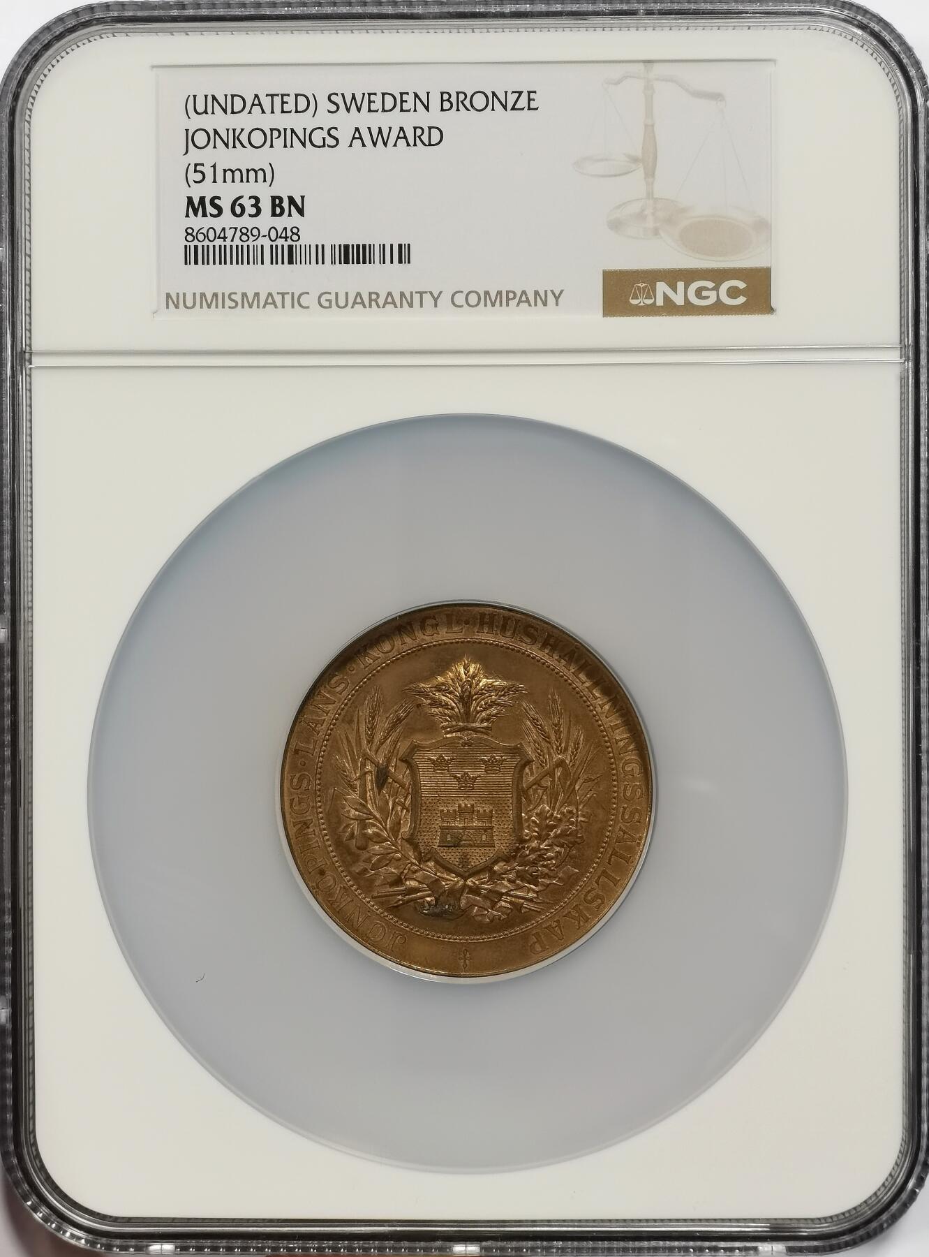 博洋堂“芳菲春韵”3月精品大拍专场暨第166期（全场包邮） NGC MS63BN 瑞典于默奥射击协会奖纪念大铜章，51mm