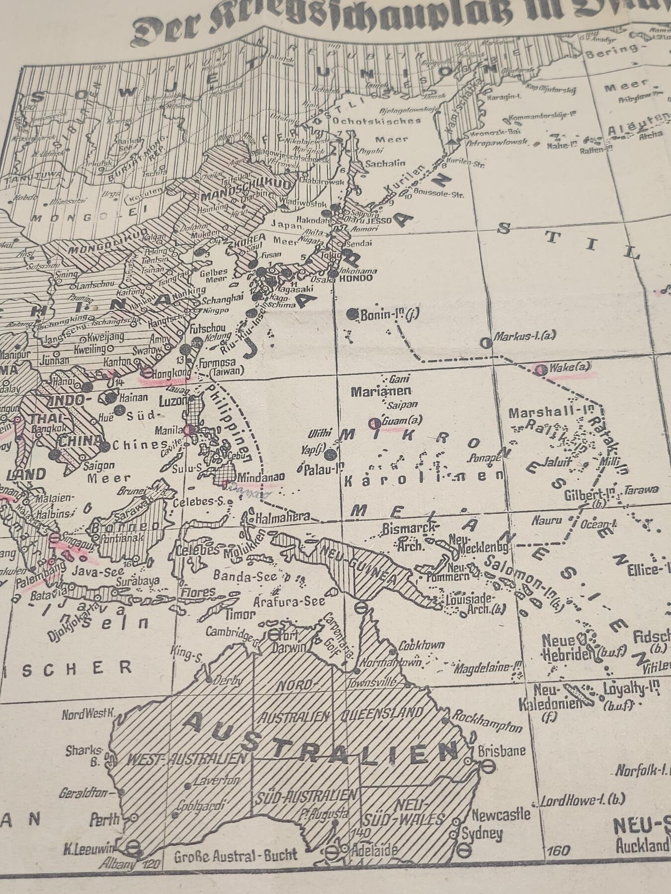 南水社第4次拍卖  二战德国《亚洲及太平洋战场》报纸地图整版 上阿尔高伊民族报