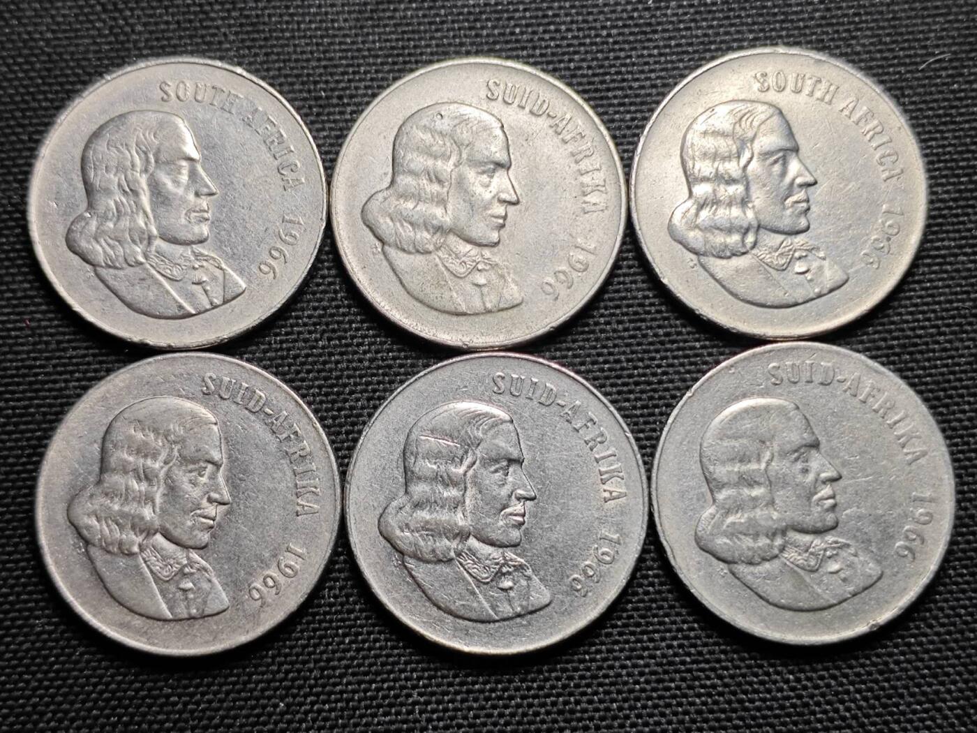 KK钱币收藏小铺   套币专场 2月预留时间 周末发货  1966南非50分6枚