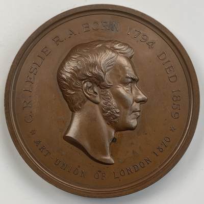 掌中浮雕-藏着的欧洲第056场 - 1870年英国画家查尔斯•罗伯特•莱斯利纪念章 ，55mm； 英国章标准目录 BHM#2911号