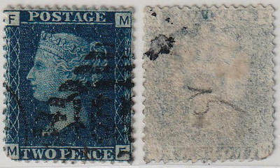 洪涛臻品批发群 精选邮票限时拍卖第1299期  - 蓝便士 世界第一套邮票的最高值 MF票位 黑色杀手戳 一百多年的古典邮票 保真