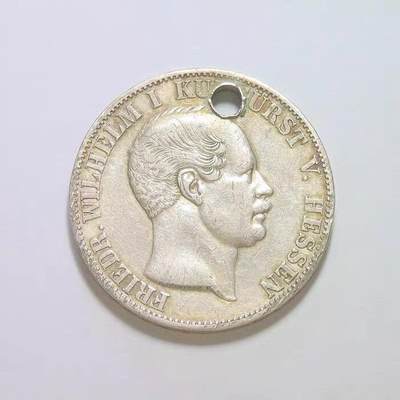 【银】德国黑森1855年 腓特烈威廉1泰勒银币 爽品 - 【银】德国黑森1855年 腓特烈威廉1泰勒银币 爽品