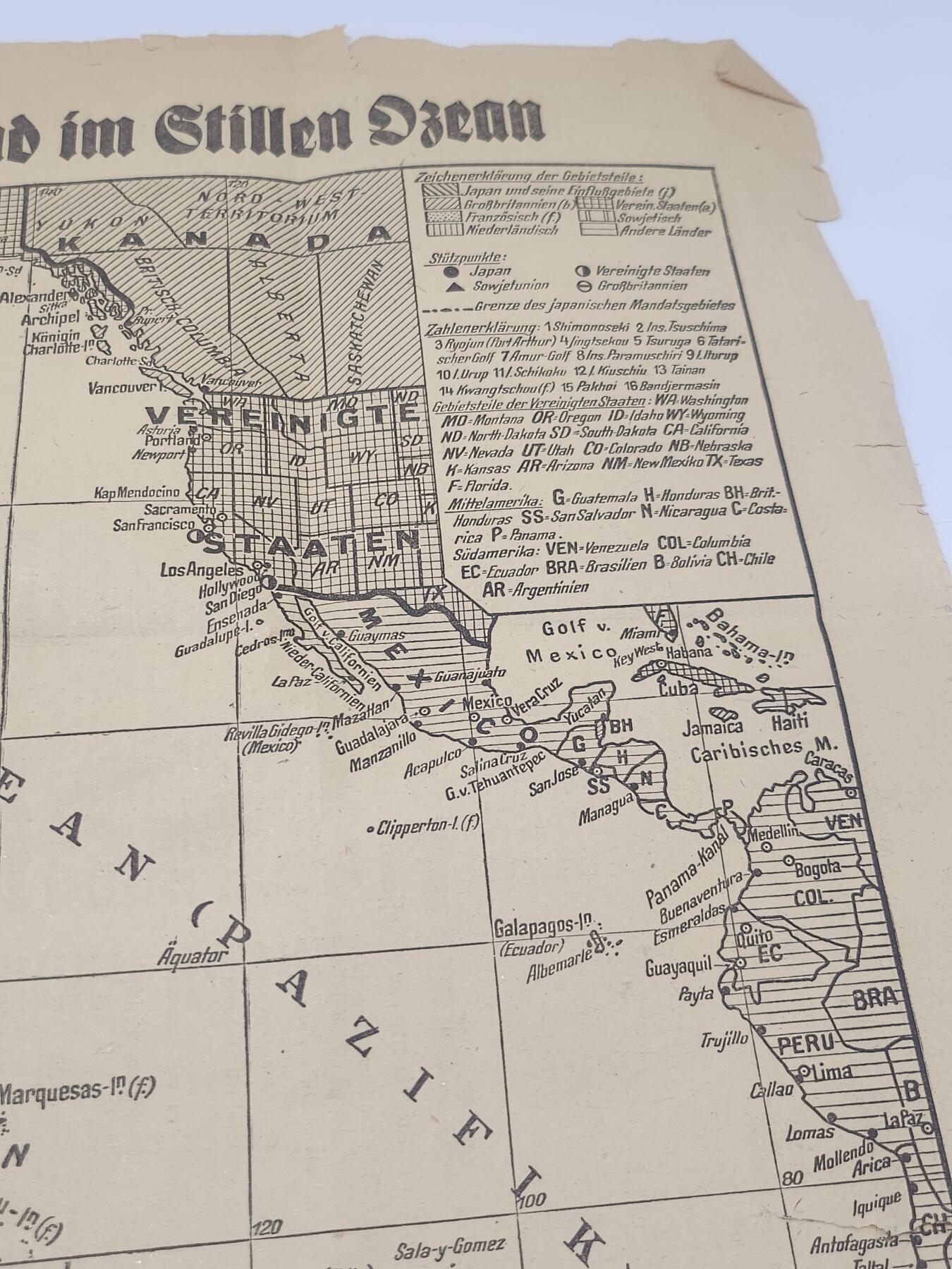 南水社第4次拍卖  二战德国《亚洲及太平洋战场》报纸地图整版 上阿尔高伊民族报