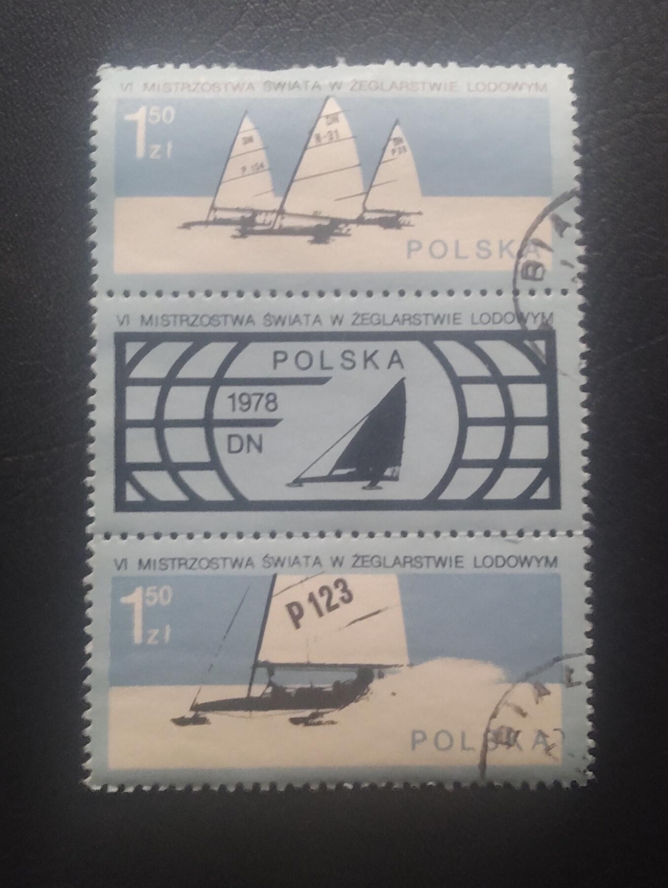 荟藏特别场次第十一期——“邮通万国花纸头”（价格低至0.1元） 波兰1978年世界冰上帆船锦标赛套票信销三连体 